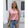 Zeagoo Women Tops Silk Satin Blouses V Neck Summer Shirts Cap Sleeve Business Casual Dressy Spring Clothing(Pink)
