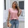 Zeagoo Women Tops Silk Satin Blouses V Neck Summer Shirts Cap Sleeve Business Casual Dressy Spring Clothing(Pink)