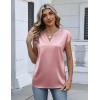 Zeagoo Women Tops Silk Satin Blouses V Neck Summer Shirts Cap Sleeve Business Casual Dressy Spring Clothing(Pink)
