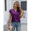 Zeagoo Women Tops Silk Satin Blouses V Neck Summer Shirts Cap Sleeve Business Casual Dressy Spring Clothing(Purple)