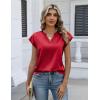 Zeagoo Women Tops Silk Satin Blouses V Neck Summer Shirts Cap Sleeve Business Casual Dressy Spring Clothing(Red)