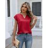 Zeagoo Women Tops Silk Satin Blouses V Neck Summer Shirts Cap Sleeve Business Casual Dressy Spring Clothing(Red)