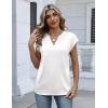 Zeagoo Women Tops Silk Satin Blouses V Neck Summer Shirts Cap Sleeve Business Casual Dressy Spring Clothing(White)