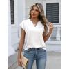 Zeagoo Women Tops Silk Satin Blouses V Neck Summer Shirts Cap Sleeve Business Casual Dressy Spring Clothing(White)