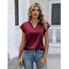 Zeagoo Women Tops Silk Satin Blouses V Neck Summer Shirts Cap Sleeve Business Casual Dressy Spring Clothing(Wine Red)