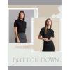 Zeagoo Women’s Button Down Shirts Short Sleeve Dress Shirts Basic Business Collared Work Blouses(Black)