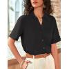 Zeagoo Women’s Button Down Shirts Short Sleeve Dress Shirts Basic Business Collared Work Blouses(Black)