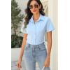 Zeagoo Women’s Button Down Shirts Short Sleeve Dress Shirts Basic Business Collared Work Blouses(Blue)