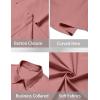 Zeagoo Women’s Button Down Shirts Short Sleeve Dress Shirts Basic Business Collared Work Blouses(Dark Pink)