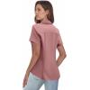 Zeagoo Women’s Button Down Shirts Short Sleeve Dress Shirts Basic Business Collared Work Blouses(Dark Pink)