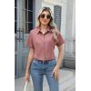 Zeagoo Women’s Button Down Shirts Short Sleeve Dress Shirts Basic Business Collared Work Blouses(Dark Pink)