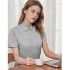 Zeagoo Women’s Button Down Shirts Short Sleeve Dress Shirts Basic Business Collared Work Blouses(Grey)