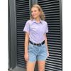 Zeagoo Women’s Button Down Shirts Short Sleeve Dress Shirts Basic Business Collared Work Blouses(Lilac)