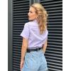 Zeagoo Women’s Button Down Shirts Short Sleeve Dress Shirts Basic Business Collared Work Blouses(Lilac)