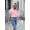 Zeagoo Women’s Button Down Shirts Short Sleeve Dress Shirts Basic Business Collared Work Blouses(Pink)