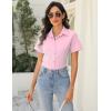 Zeagoo Women’s Button Down Shirts Short Sleeve Dress Shirts Basic Business Collared Work Blouses(Pink)
