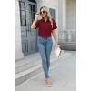 Zeagoo Women’s Button Down Shirts Short Sleeve Dress Shirts Basic Business Collared Work Blouses(Red)