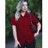 Zeagoo Women’s Button Down Shirts Short Sleeve Dress Shirts Basic Business Collared Work Blouses(Red)