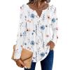 Zeagoo Womens Long Sleeve Tops 2026 V Neck Pleated Shirts Dressy Casual Tunic Blouses Loose Fit Fall Fashion Clothes(Aawhite Floral-printed)