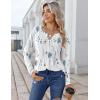 Zeagoo Womens Long Sleeve Tops 2026 V Neck Pleated Shirts Dressy Casual Tunic Blouses Loose Fit Fall Fashion Clothes(Aawhite Floral-printed)