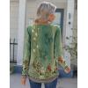 Zeagoo Womens Long Sleeve Tops 2026 V Neck Pleated Shirts Dressy Casual Tunic Blouses Loose Fit Fall Fashion Clothes(Bb-green-printed)