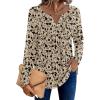 Zeagoo Womens Long Sleeve Tops 2026 V Neck Pleated Shirts Dressy Casual Tunic Blouses Loose Fit Fall Fashion Clothes(Khaki-printed)