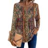 Zeagoo Womens Long Sleeve Tops 2026 V Neck Pleated Shirts Dressy Casual Tunic Blouses Loose Fit Fall Fashion Clothes(Mz721)