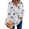 Zeagoo Womens Long Sleeve Tops 2026 V Neck Pleated Shirts Dressy Casual Tunic Blouses Loose Fit Fall Fashion Clothes(White-printed)
