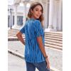 Zeagoo Womens Summer Tops Casual Short Sleeve V Neck Shirts Business Dressy Work Blouses(Tie Dye Blue)