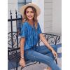 Zeagoo Womens Summer Tops Casual Short Sleeve V Neck Shirts Business Dressy Work Blouses(Tie Dye Blue)