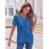 Zeagoo Womens Summer Tops Casual Short Sleeve V Neck Shirts Business Dressy Work Blouses(Tie Dye Blue)