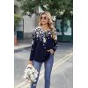 Zeagoo Womens Tops Long Sleeve Shirts Boho Tops for Women 2026 Fall Blouses Ladies Sweatshirts Spring Fashion Clothing(Black Flower)