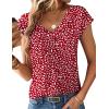 Zeagoo Womens Tops Short Sleeve V Neck Shirts Summer Dressy Casual Business Clothes Work Blouses Fashion Clothing Outfits(A-red Polka Dot)