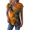 Zeagoo Womens Tops Short Sleeve V Neck Shirts Summer Dressy Casual Business Clothes Work Blouses Fashion Clothing Outfits(Cx272 Graphic)