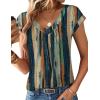 Zeagoo Womens Tops Short Sleeve V Neck Shirts Summer Dressy Casual Business Clothes Work Blouses Fashion Clothing Outfits(Cx289 Striped Tie Dye)