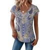 Zeagoo Womens Tops Short Sleeve V Neck Shirts Summer Dressy Casual Business Clothes Work Blouses Fashion Clothing Outfits(Mz919 Western)