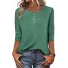 Zeagoo 3/4 Length Sleeve Women Tops Crew Neck Blouses Dressy Casual Summer T Shirts Loose Fit Business Work Clothes(Green)