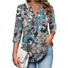 Zeagoo Womens 3/4 Length Sleeve Tops V Neck Tunic Casual Dressy Blouse Floral Printed Shirts(Boho Mz906)