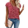 Zeagoo Womens Tops Short Sleeve V Neck Shirts Summer Dressy Casual Business Clothes Work Blouses Fashion Clothing Outfits(A-red Polka Dot)