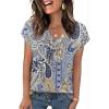 Zeagoo Womens Tops Short Sleeve V Neck Shirts Summer Dressy Casual Business Clothes Work Blouses Fashion Clothing Outfits(Mz919 Western)