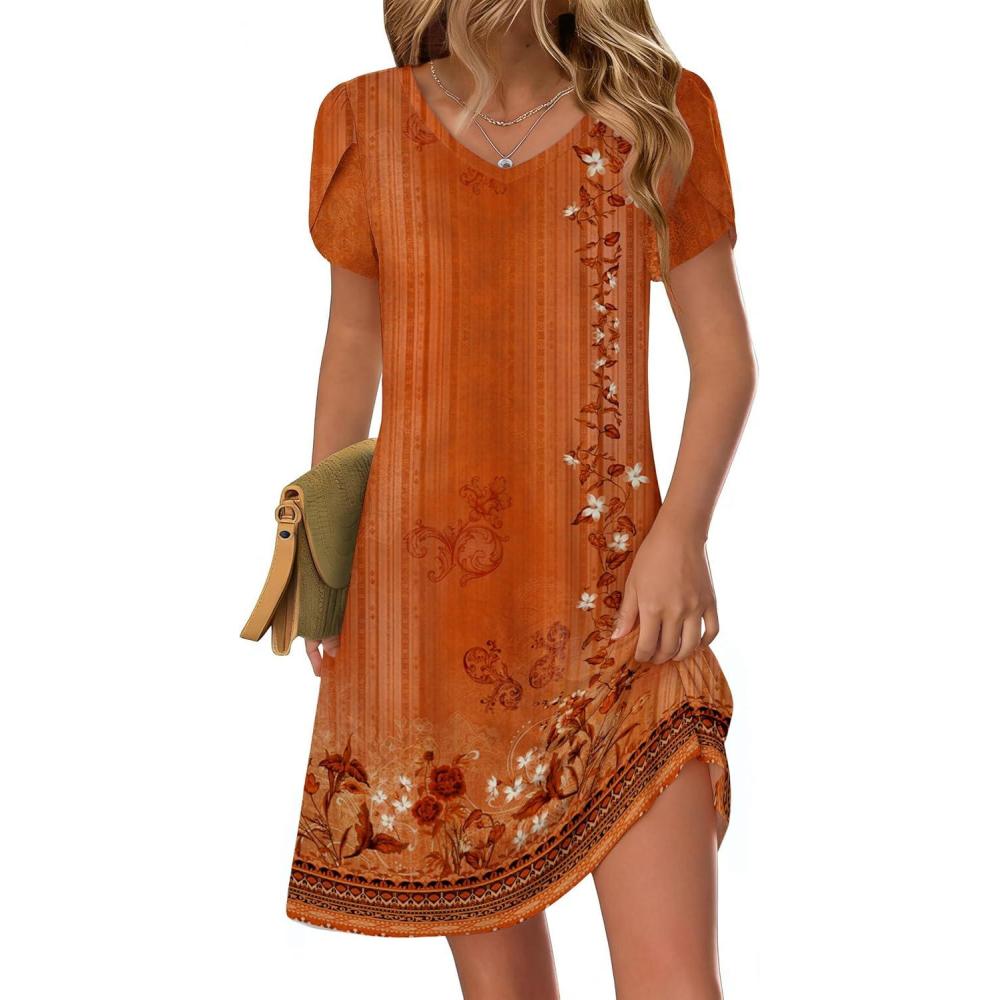 imageZeagoo Womens Summer ALine Dress with Pockets Mini Short Sleeve Dresses Flowy Beach Swing Dress 2026 Vacation TravelMz867