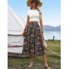 Zeagoo Women’s Midi Skirts High Waisted Pleated A-Line Swing Skirts Summer Floral Long Skirts with Pockets(04-black Floral)