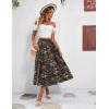 Zeagoo Women’s Midi Skirts High Waisted Pleated A-Line Swing Skirts Summer Floral Long Skirts with Pockets(04-black Floral)