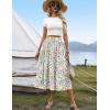 Zeagoo Women’s Midi Skirts High Waisted Pleated A-Line Swing Skirts Summer Floral Long Skirts with Pockets(Beige Floral)