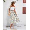 Zeagoo Women’s Midi Skirts High Waisted Pleated A-Line Swing Skirts Summer Floral Long Skirts with Pockets(Beige Floral)