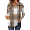 Zeagoo Hoodies for Women Long Sleeve Drawstring V Neck Pullover Sweatshirts Shirts Loose Casual Fall Tops(A01-brown Plaid)