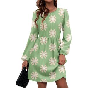 Zeagoo Women’s Fall Sweater Dresses with Pockets Crew Neck Long Sleeve A-Line Dresses for Women 2025 Casual Winter Dresses(Blue)