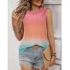 Zeagoo Tank Tops for Women Sleeveless Eyelet Shirts High Neck Cute Summer Top Loose Fit S-XXL(Z-ombre Jb218)