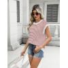 Zeagoo Women’s Cap Sleeve Sweaters Vest Crew Neck Knit Sweater Tops 2026 Casual Summer Sleeveless T Shirt(Stripe Red)