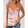 Zeagoo Women’s Cowl Neck Satin Camisole Sleeveless Sexy Spaghetti Strap Silk Cami Backless Tank Tops Basic Blouse Pink
